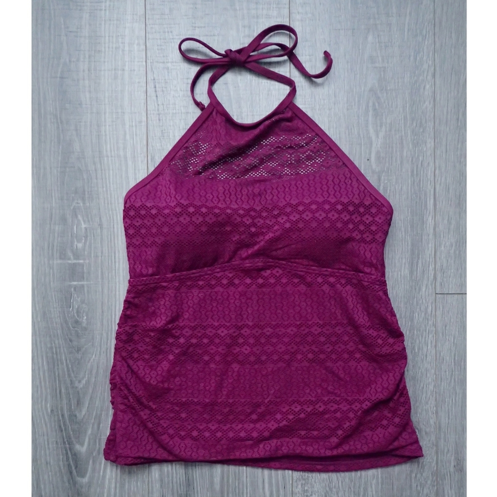 Halter tankini swimsuit with high neck